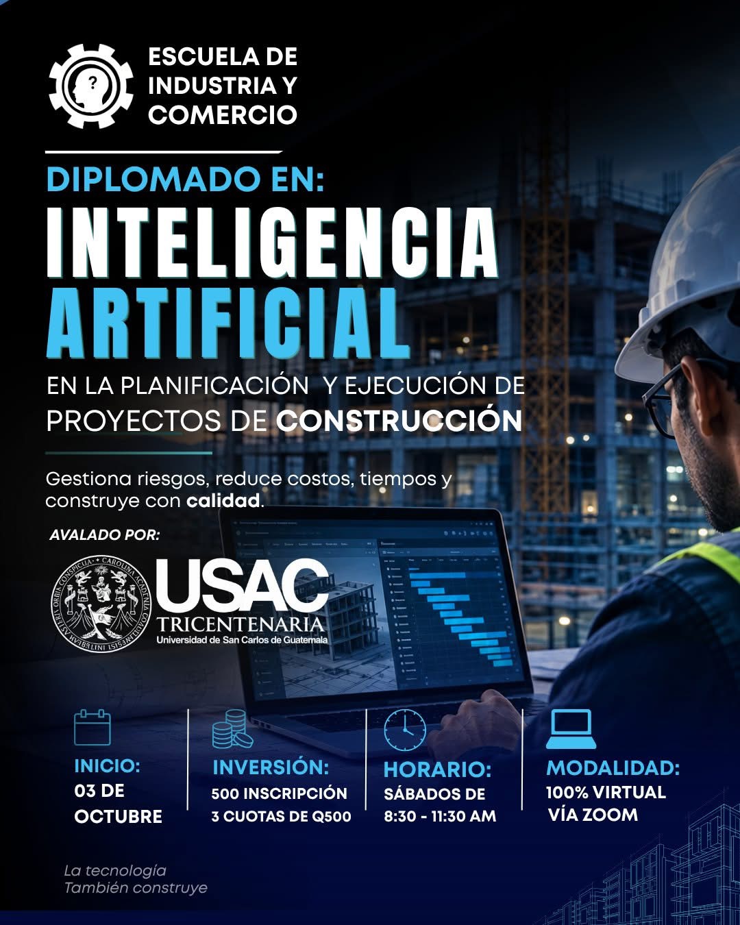 Arte publicitario sobre inteligencia artificial aplicada a proyectos de construcción